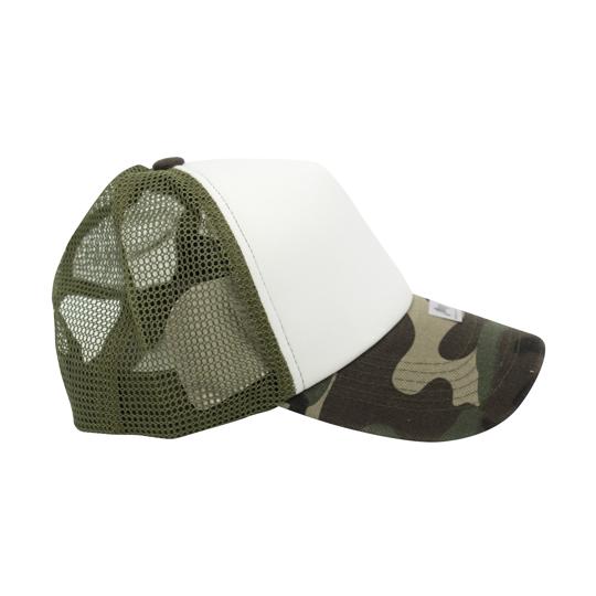GORRA DE MALLA CAMUFLADO OLIVO + FRENTE BLANCO TAMI