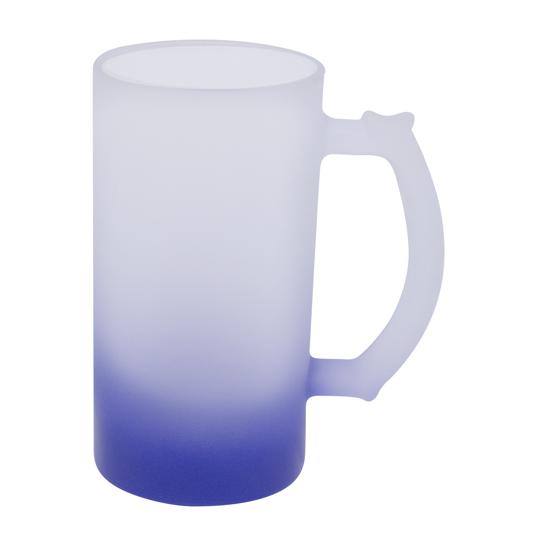 JARRA DE VIDRIO 16 OZ FROSTED DEGRADADO AZUL P/SUB. COLOR MAKE.