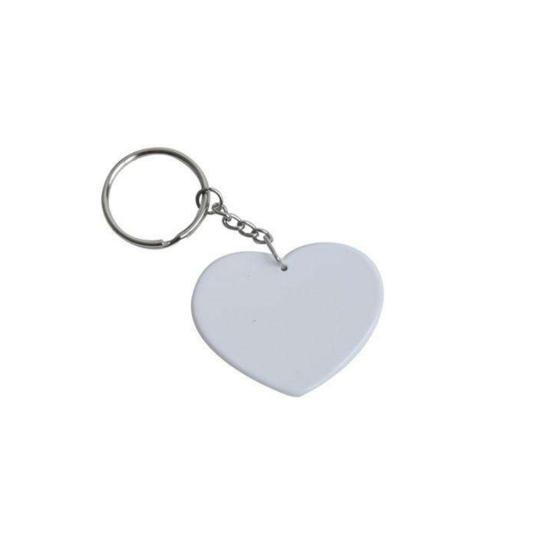 LLAVERO DE ACERO BLANCO CORAZÓN P/SUB. COLOR MAKE.