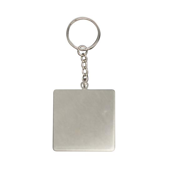 LLAVERO DE ACERO PLATA CUADRADO P/SUB. COLOR MAKE.