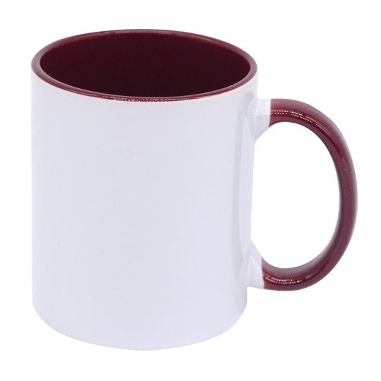 TAZA DE CER. FONDO Y ASA 11 OZ COLOR ROJO OSCURO P/SUB. COLOR MAKE.