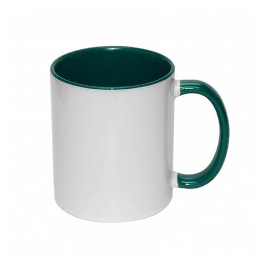 TAZA DE CER. FONDO Y ASA 11 OZ COLOR VERDE OSCURO P/SUB. COLOR MAKE.