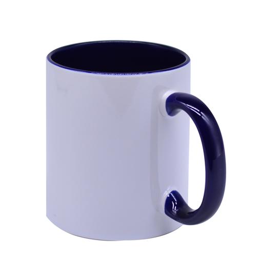 TAZA DE CER. FONDO Y ASA 11 OZ COLOR AZUL COBALTO P/SUB. COLOR MAKE.