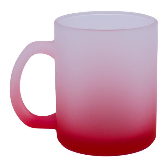 TAZA DE VIDRIO 11 OZ FROSTED CON BASE ROJA P/SUB. COLOR MAKE.