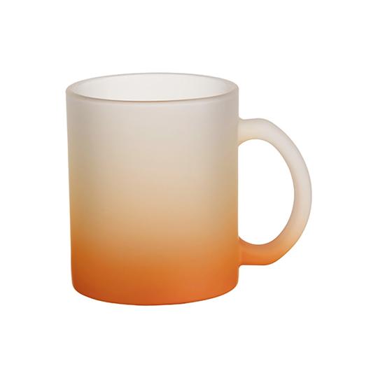 TAZA DE VIDRIO 11 OZ FROSTED CON BASE NARANJA P/SUB. COLOR MAKE.