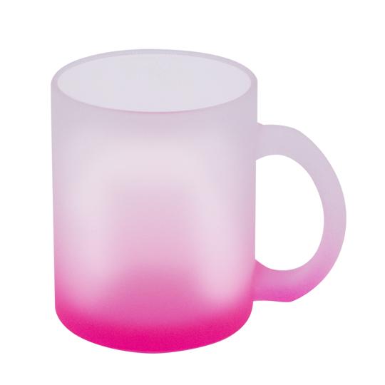TAZA DE VIDRIO 11 OZ FROSTED CON BASE ROSADA P/SUB. COLOR MAKE.