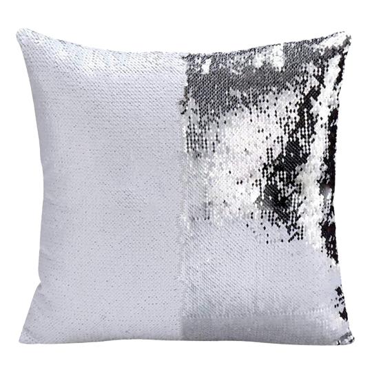 COVER PARA ALMOHADA DE LENTEJUELAS REVERSIBLES PLATA C/BLANCO (40X40 CM) P/SUB. BESTSUB.