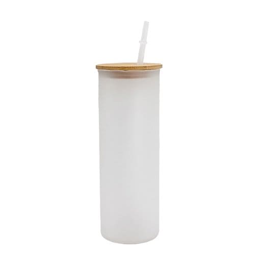 VASO GLASEADO 16 OZ. VIDRIO ''TAPA BAMBOO'' SUB. DG.