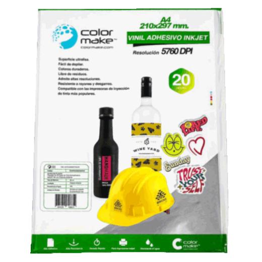VINIL AUTOADHESIVO INKJET PLATEDO MATE A4 PCK 20 HOJAS C. MAKE