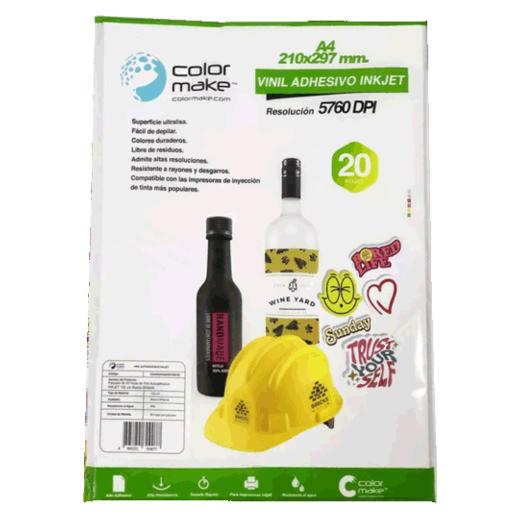 VINIL AUTOADHESIVO INKJET BLANCO A4 PCK 20 HOJAS C. MAKE