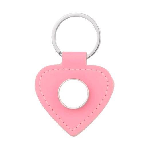 LLAVERO CUERO SNAP FORMA CORAZÓN ROSADO SUB. DG.