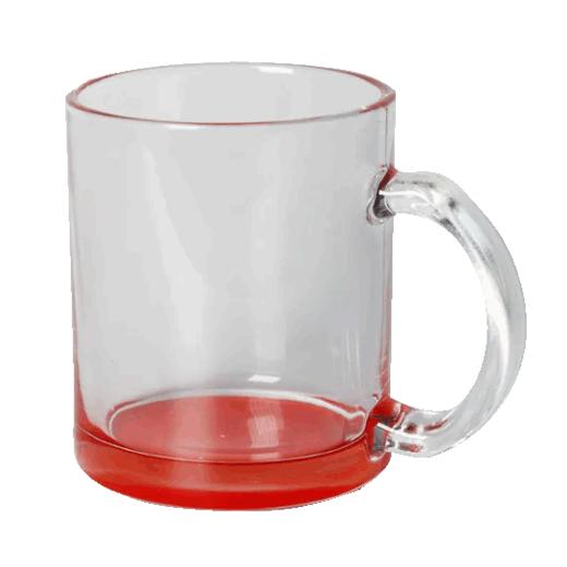 TAZA VID. TRANSPARENTE 11 OZ. C/ BASE ROJA SUB. DG.