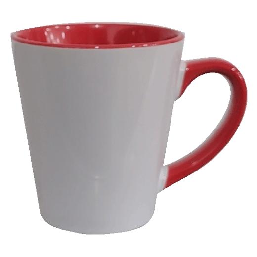 TAZA CER. CÓNICA 12 OZ. FOND. Y ASA ROJO SUB. BESTSUB