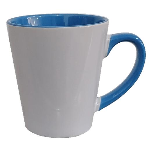 TAZA CER. CÓNICA 12 OZ. FOND. Y ASA CELESTE SUB. BESTSUB