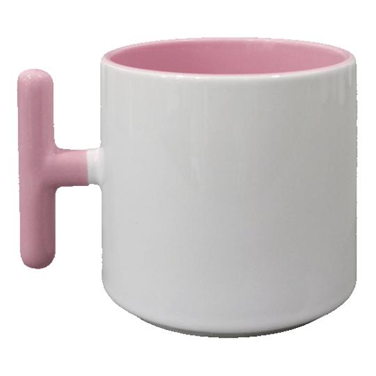 TAZA CER. FOND. Y "ASA T" 8 OZ. ROSADO SUB. DG.
