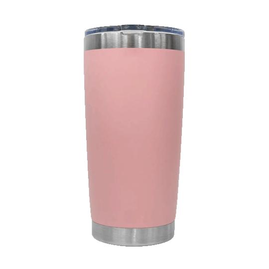 TERMO 20 OZ. ROSADO C/BORDE METAL P/GRAB. LASER DG.