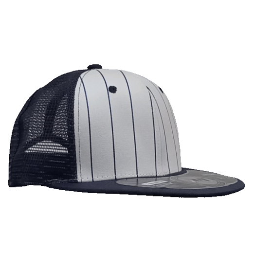 GORRA DE MALLA  AZUL OSC. + FRENTE DE ALGODON BLANCO C/ RAYAS  TAMI