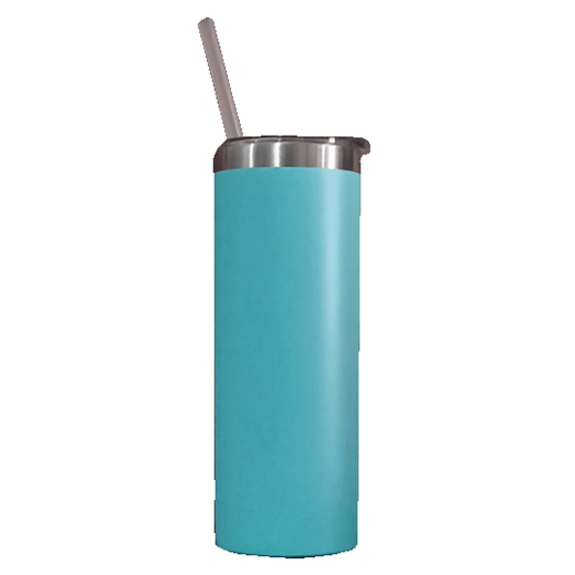 TUMBLER SKINNY AQUA C/PAJILLA METAL 20 OZ. P/GRAB. C. MAKE