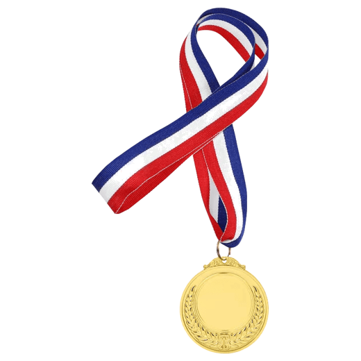 MEDALLA DORADA C/LANYARD RAYAS 6.5 CM. SUB. GEN.
