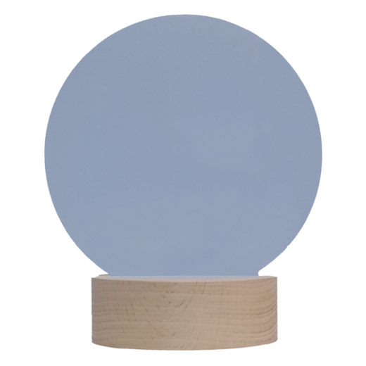 RETRATERA CIRCULAR ACRILICO LUMINOSO 14.8X13.2X0.3 CM. C/BASE MADERA SUB. DG.