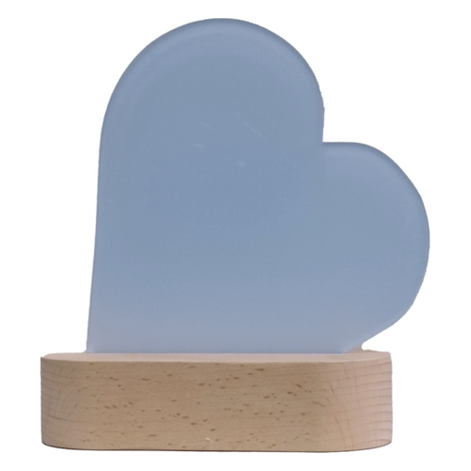 RETRATERA CORAZON ACRILICO LUMINOSO 15X15.3X0.3 CM. C/BASE MADERA SUB. DG.