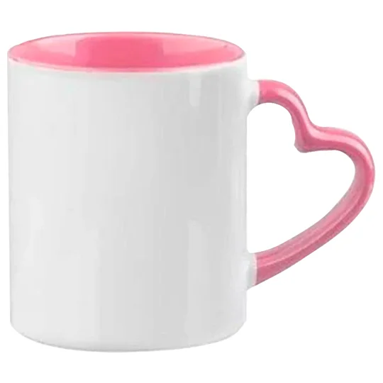 TAZA CER. FOND. Y ASA CORAZON 11 OZ. ROSADO SUB. GEN.